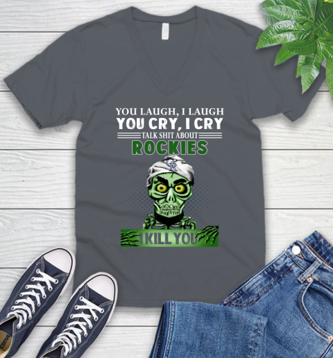 MLB Talk Shit About Colorado Rockies I Kill You Achmed The Dead Terrorist Jeffrey Dunham V-Neck T-Shirt 4