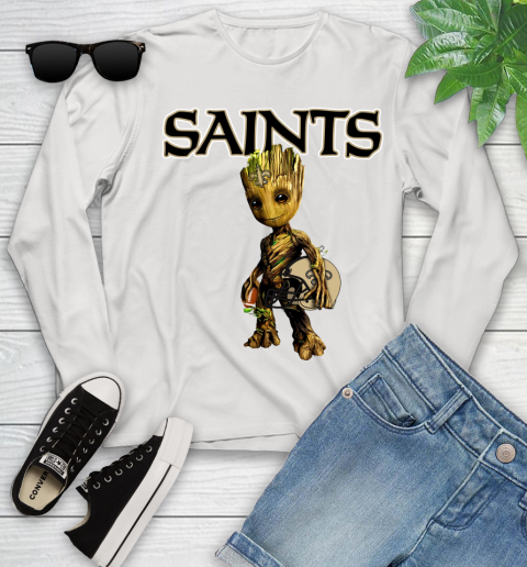 New Orleans Saints NFL Football Groot Marvel Guardians Of The Galaxy Youth Long Sleeve