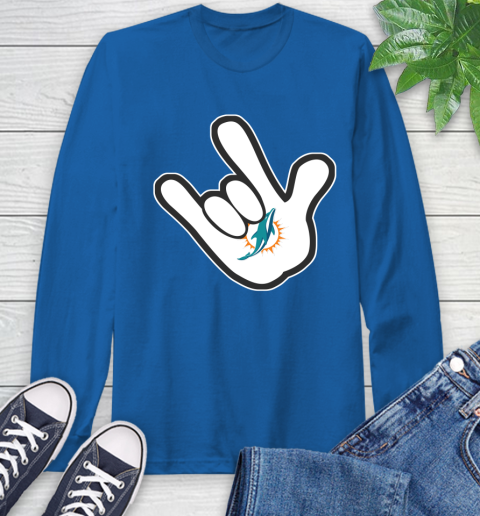 Miami Dolphins NFL Football Mickey Rock Hand Disney Long Sleeve T-Shirt 9