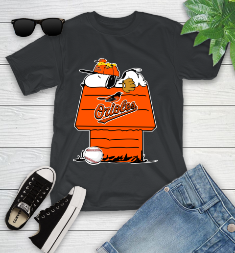 MLB Baltimore Orioles Snoopy Woodstock The Peanuts Movie Baseball T Shirt Youth T-Shirt 2