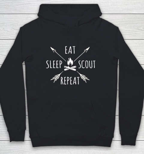 Camping Shirt Eat Sleep Scout Repeat Youth Hoodie