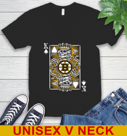 Boston Bruins NHL Hockey The King Of Spades Death Cards Shirt V-Neck T-Shirt