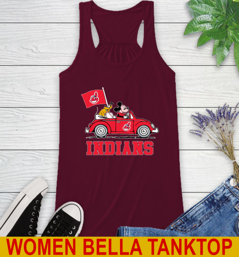 MLB Baseball Cleveland Indians Pluto Mickey Driving Disney Shirt Racerback Tank 3