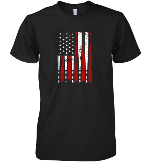 VIntage Baseball Bat American USA Flag Gift Premium Men's T-Shirt