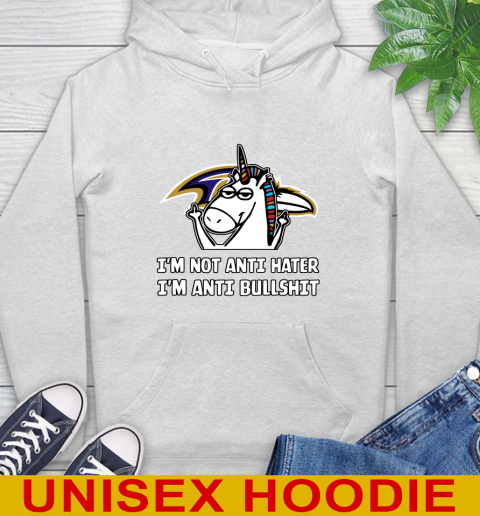 Baltimore Ravens NFL Football Unicorn I'm Not Anti Hater I'm Anti Bullshit Hoodie