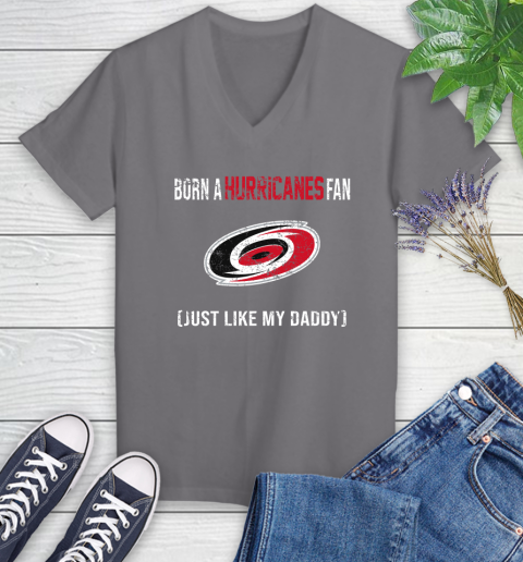 NHL Carolina Hurricanes Hockey Loyal Fan Just Like My Daddy Shirt Women's V-Neck T-Shirt 9