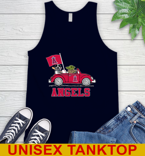 MLB Baseball Los Angeles Angels Darth Vader Baby Yoda Driving Star Wars Shirt Tank Top 3