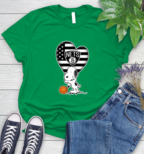Brooklyn Nets NBA Basketball The Peanuts Movie Adorable Snoopy Women's T-Shirt 6
