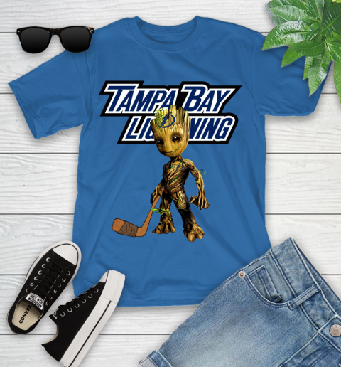 Tampa Bay Lightning NHL Hockey Groot Marvel Guardians Of The Galaxy Youth T-Shirt 9