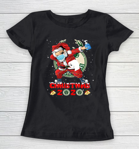 Milwaukee Bucks Funny Santa Claus Dabbing Christmas 2020 NBA Women's T-Shirt