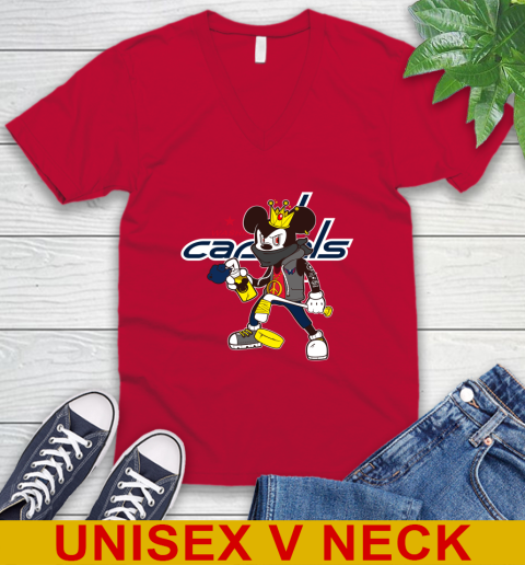 Washington Capitals NHL Hockey Mickey Peace Sign Sports V-Neck T-Shirt 7