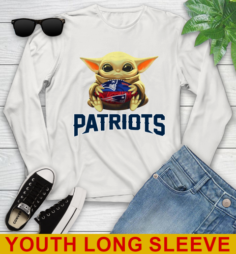 NFL Football New England Patriots Baby Yoda Star Wars Shirt Youth Long Sleeve 12