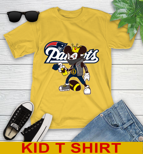 New England Patriots NFL Football Mickey Peace Sign Sports Youth T-Shirt 8