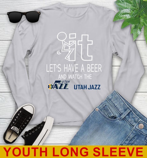 Utah Jazz Basketball NBA Let's Have A Beer And Watch Your Team Sports Youth Long Sleeve 5