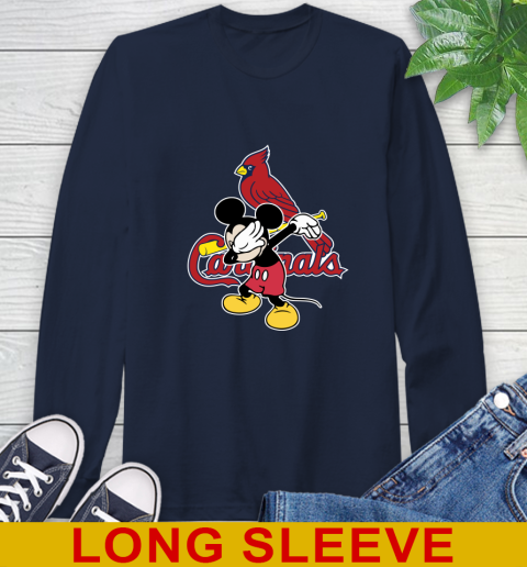 St.Louis Cardinals MLB Baseball Dabbing Mickey Disney Sports Long Sleeve T-Shirt 4