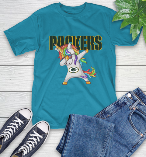 Green Bay Packers NFL Football Funny Unicorn Dabbing Sports T-Shirt 20