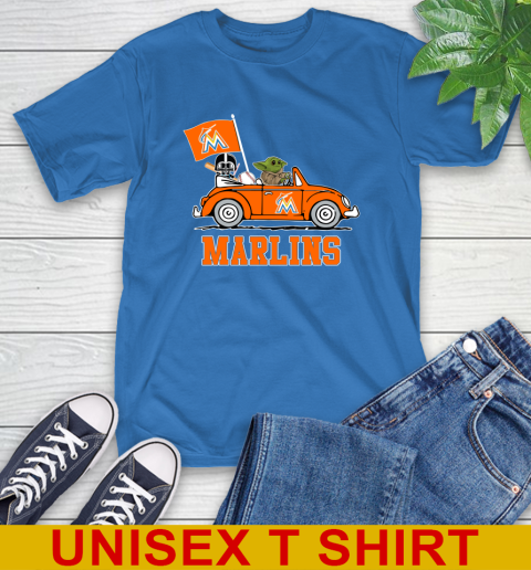 MLB Baseball Miami Marlins Darth Vader Baby Yoda Driving Star Wars Shirt T-Shirt 9