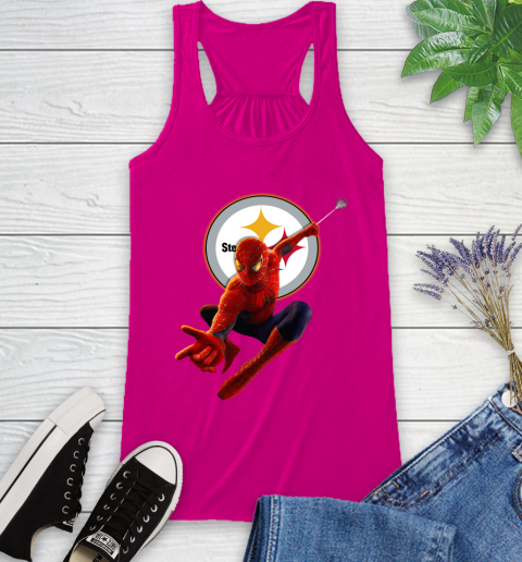 NFL Spider Man Avengers Endgame Football Pittsburgh Steelers Racerback Tank 8