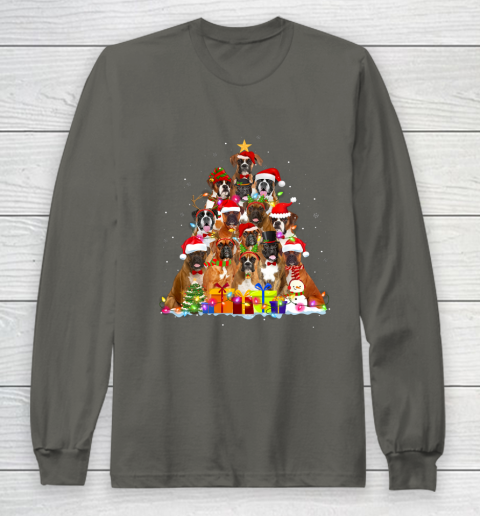 Christmas Pajama Boxer Tree Xmas Gifts Dog Dad Mom Long Sleeve T-Shirt 5
