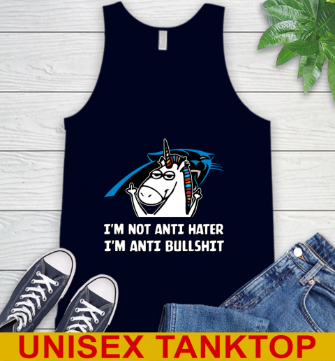 Carolina Panthers NFL Football Unicorn I'm Not Anti Hater I'm Anti Bullshit Tank Top 3