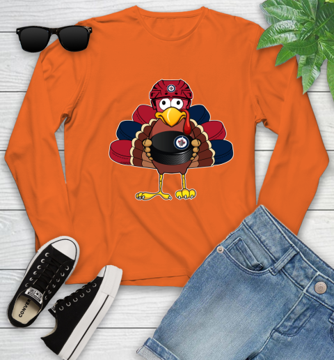 Winnipeg Jets Turkey Thanksgiving Day Youth Long Sleeve 4