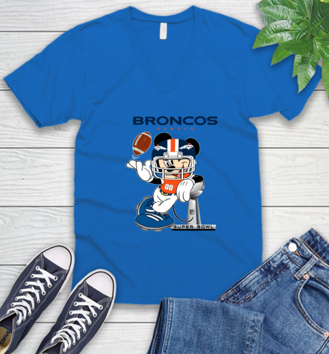 NFL Denver Broncos Mickey Mouse Disney Super Bowl Football T Shirt V-Neck T-Shirt 16