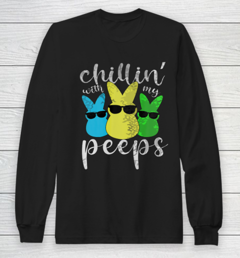 Chillin With My Peeps Boys Men Easter Day 2021 Bunny Long Sleeve T-Shirt