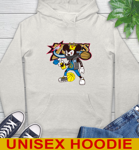 Philadelphia 76ers NBA Basketball Mickey Peace Sign Sports Hoodie 12