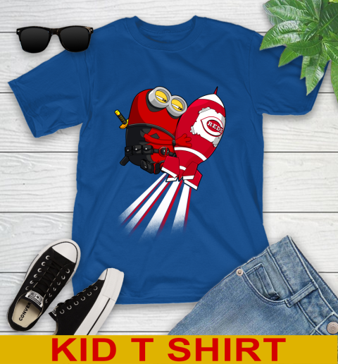 MLB Baseball Cincinnatim Reds Deadpool Minion Marvel Shirt Youth T-Shirt 10
