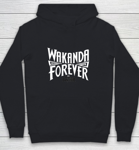 Marvel Black Panther Wakanda Forever Inward Text Youth Hoodie