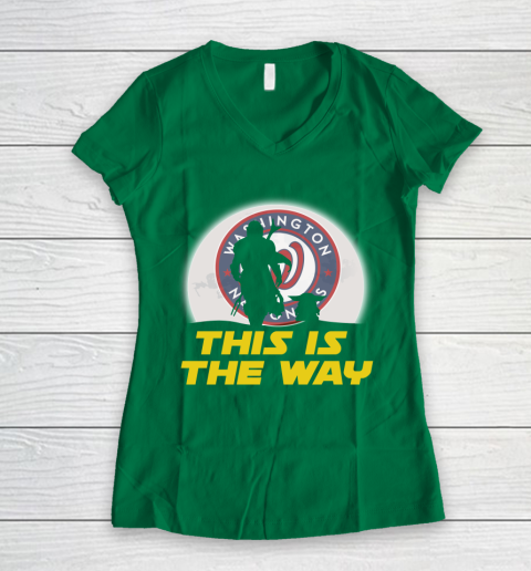 Washington Nationals MLB Baseball Star Wars Yoda And Mandalorian This Is The Way Women's V-Neck T-Shirt 3