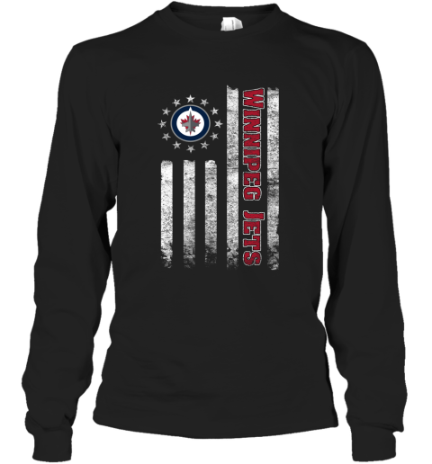 NHL American Flag Hockey Sports Winnipeg Jets Long Sleeve T-Shirt