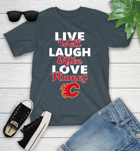 NHL Hockey Calgary Flames Live Well Laugh Often Love Shirt Youth T-Shirt 9