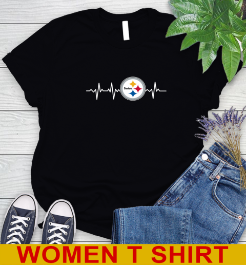 Pittsburgh Steelers NFL Football Heart Beat Shirt Women's T-Shirt