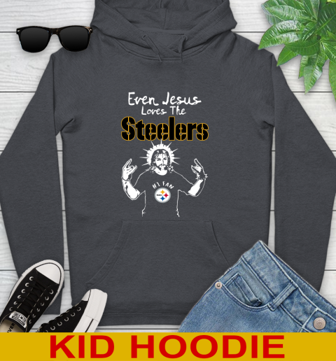 Pittsburgh Steelers NFL Football Even Jesus Loves The Steelers Shirt Youth Hoodie 9