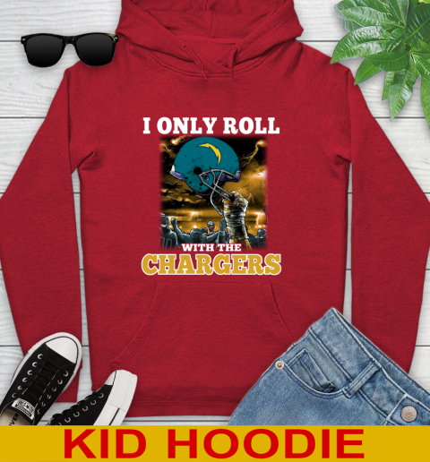Los Angeles Chargers NFL Football I Only Roll With My Team Sports Youth Hoodie 11