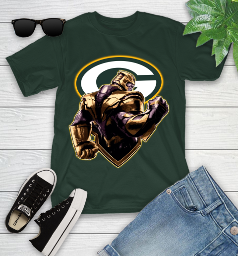 NFL Thanos Avengers Endgame Football Sports Green Bay Packers Youth T-Shirt 5