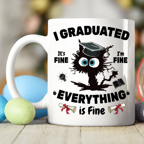 I Graduated Graduate Class 2023 Funny Black Cat Ceramic Mug 11oz 5