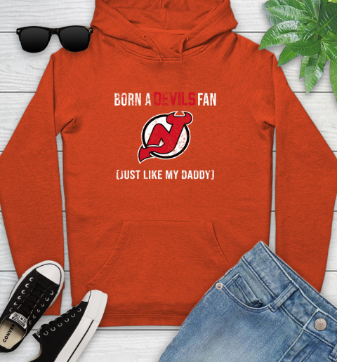 NHL New Jersey Devils Hockey Loyal Fan Just Like My Daddy Shirt Youth Hoodie - Image 5