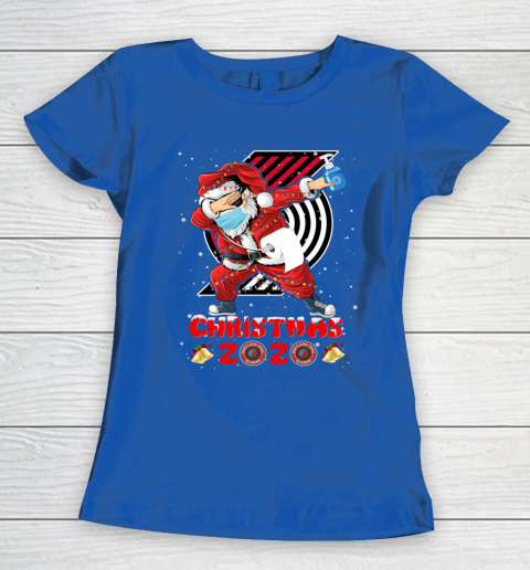 Portland Trail Blazers Funny Santa Claus Dabbing Christmas 2020 NBA Women's T-Shirt 8
