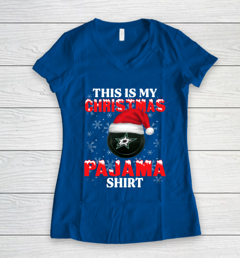 Dallas Stars This Is My Christmas Pajama Shirt NHL Women's V-Neck T-Shirt 7