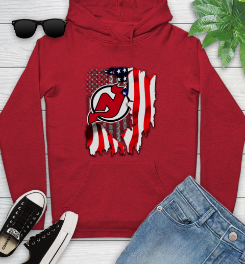 New Jersey Devils NHL Hockey American Flag Youth Hoodie 12