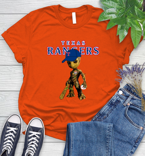 MLB Texas Rangers Groot Guardians Of The Galaxy Baseball Women's T-Shirt