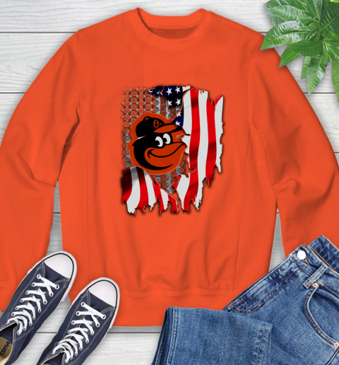 Baltimore Orioles MLB Baseball American Flag Sweatshirt 3