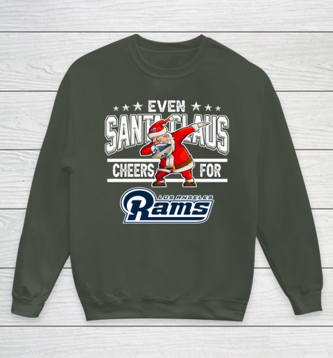 Los Angeles Rams Even Santa Claus Cheers For Christmas NFL Youth Sweatshirt 8