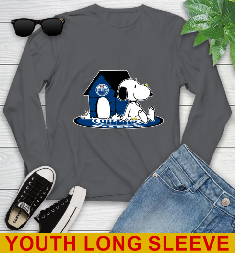 NHL Hockey Edmonton Oilers Snoopy The Peanuts Movie Shirt Youth Long Sleeve 9