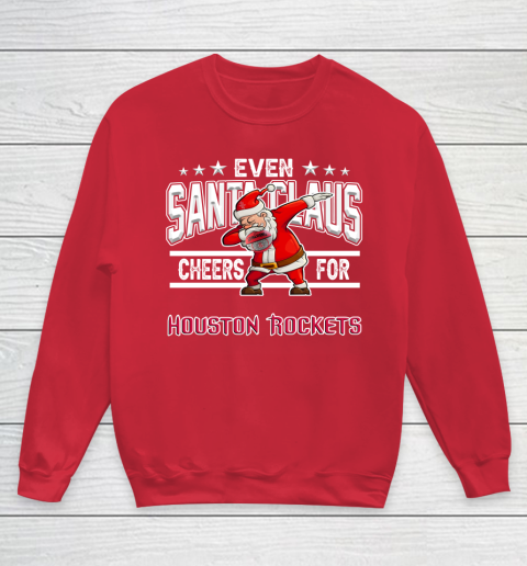 Houston Rockets Even Santa Claus Cheers For Christmas NBA Youth Sweatshirt 7