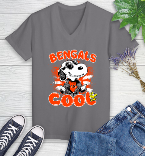 NFL Football Cincinnati Bengals Cool Snoopy Shirt Women's V-Neck T-Shirt 9
