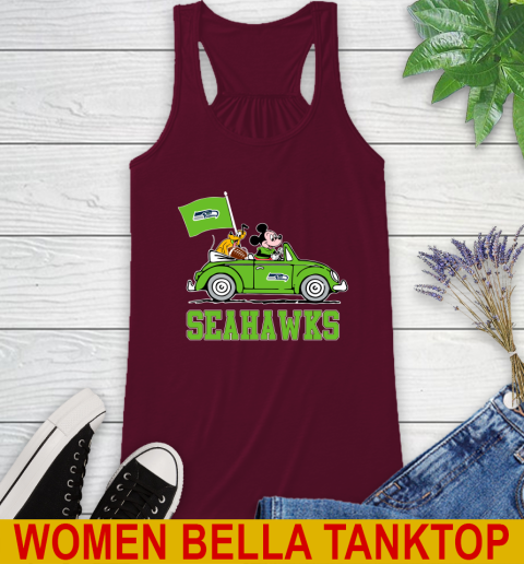 NFL Football Seattle Seahawks Pluto Mickey Driving Disney Shirt Racerback Tank 3