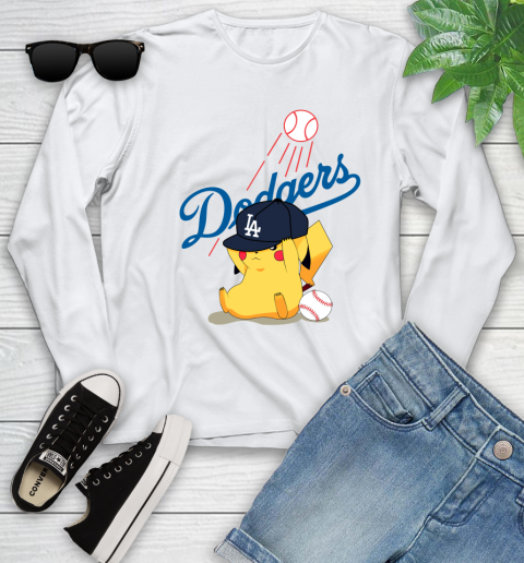 MLB Pikachu Baseball Sports Los Angeles Dodgers Youth Long Sleeve